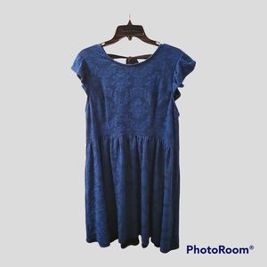 Xhiliration Short Sleeve Backless Brocade Look Dress, Size Xl